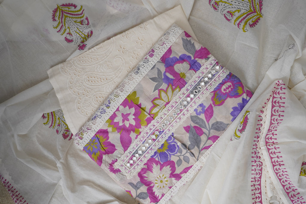 multicolor printed  cotton unstitched salwar suit