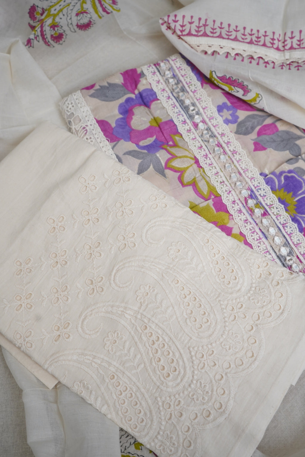 multicolor printed  cotton unstitched salwar suit