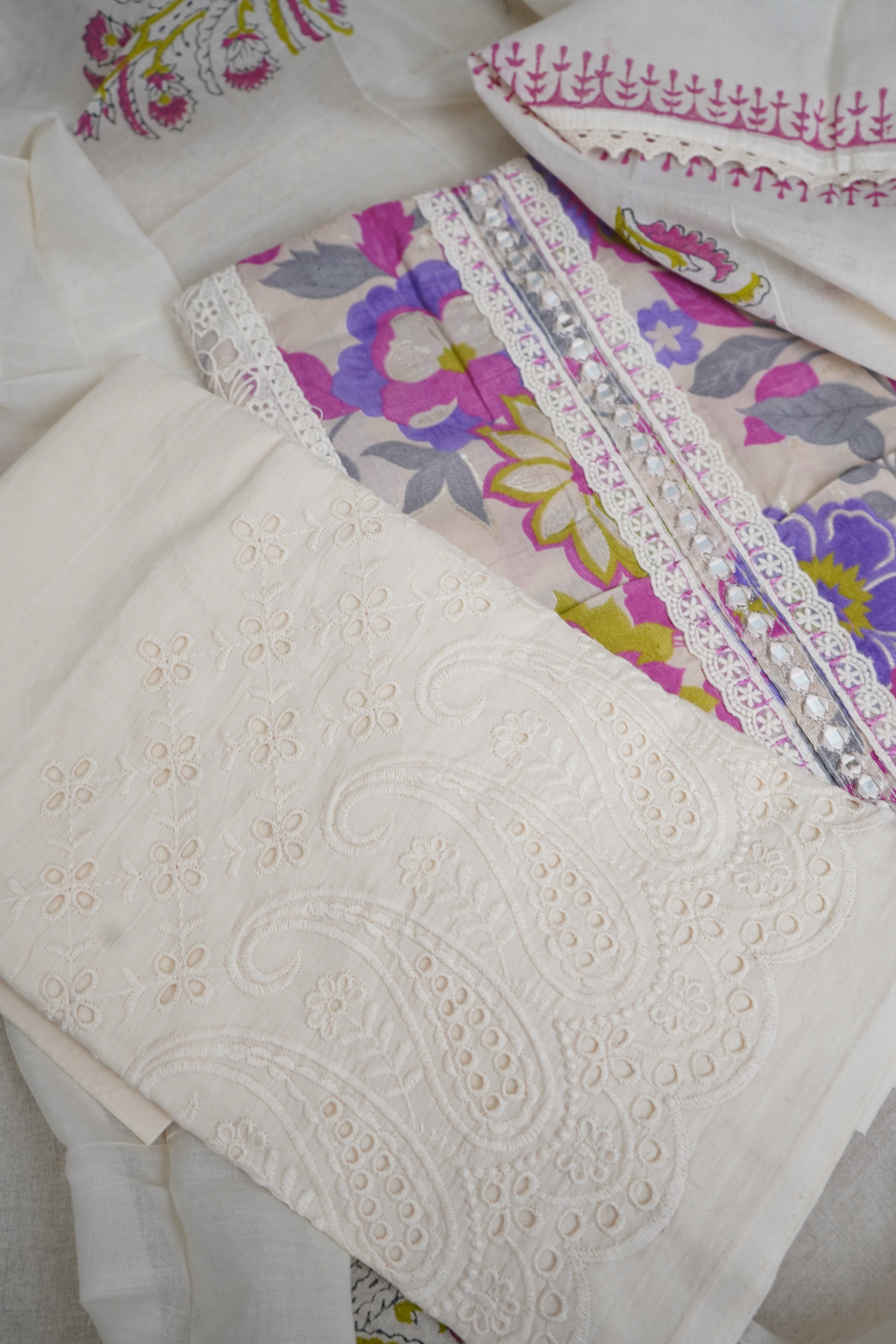 multicolor printed  cotton unstitched salwar suit