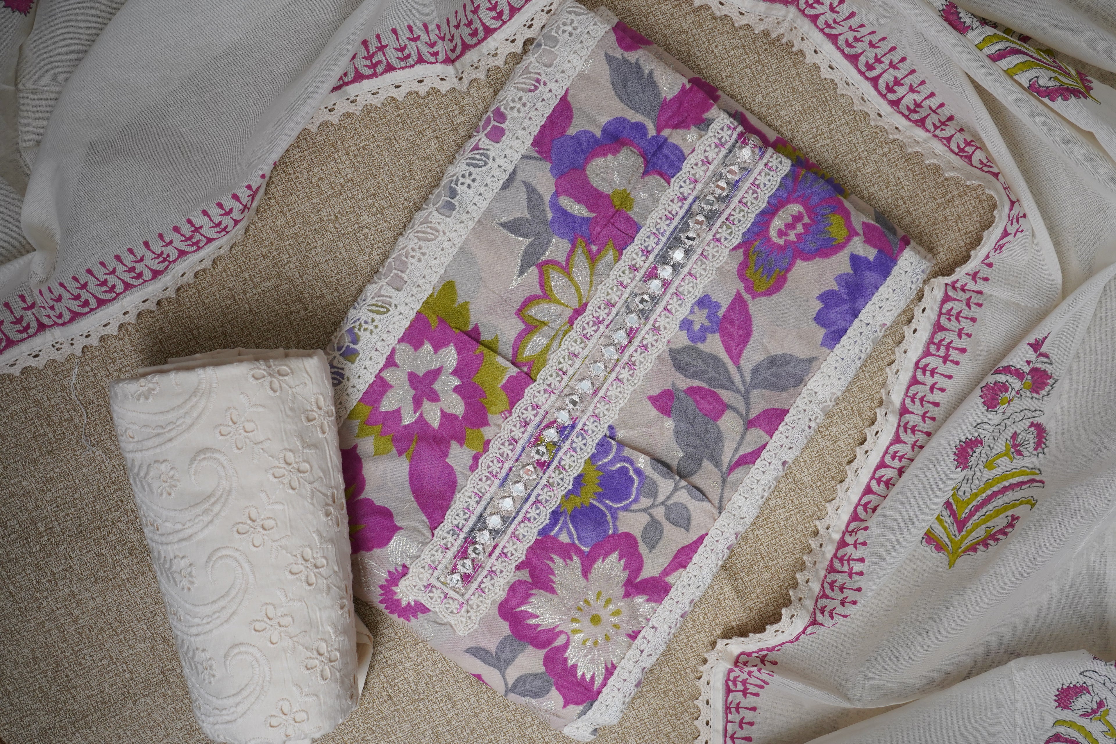 multicolor printed  cotton unstitched salwar suit