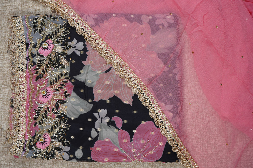 black organza cutdana unstitched salwar suit