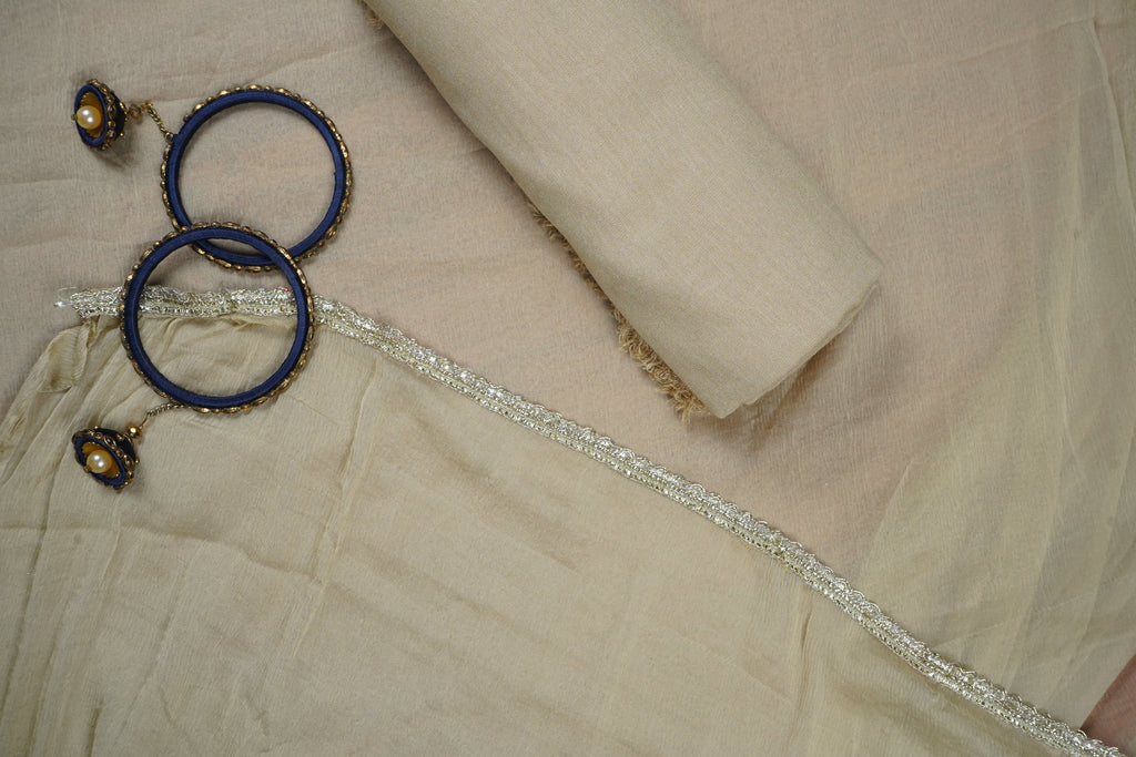 beige semi crepe unstitched salwar suit