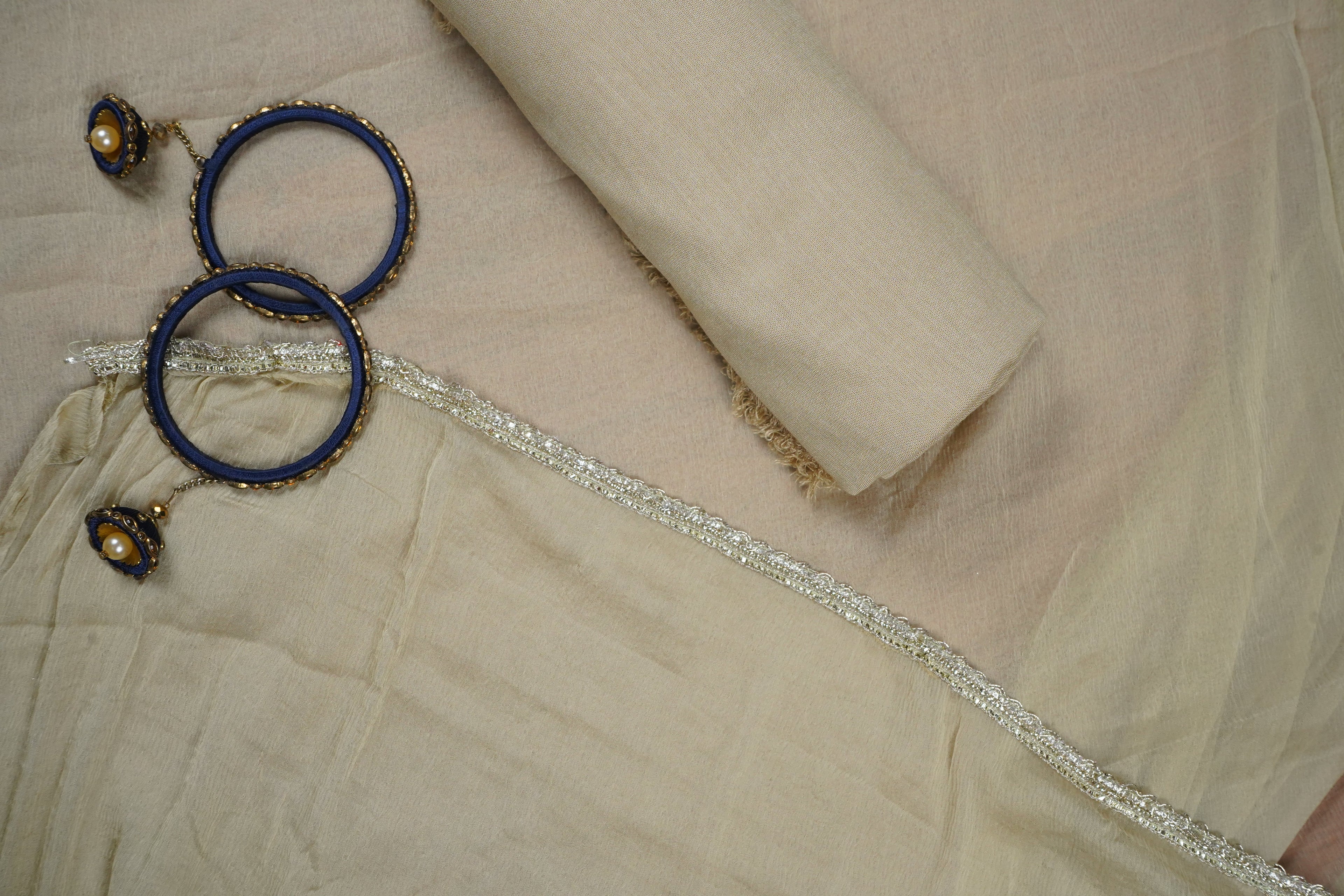 beige semi crepe unstitched salwar suit