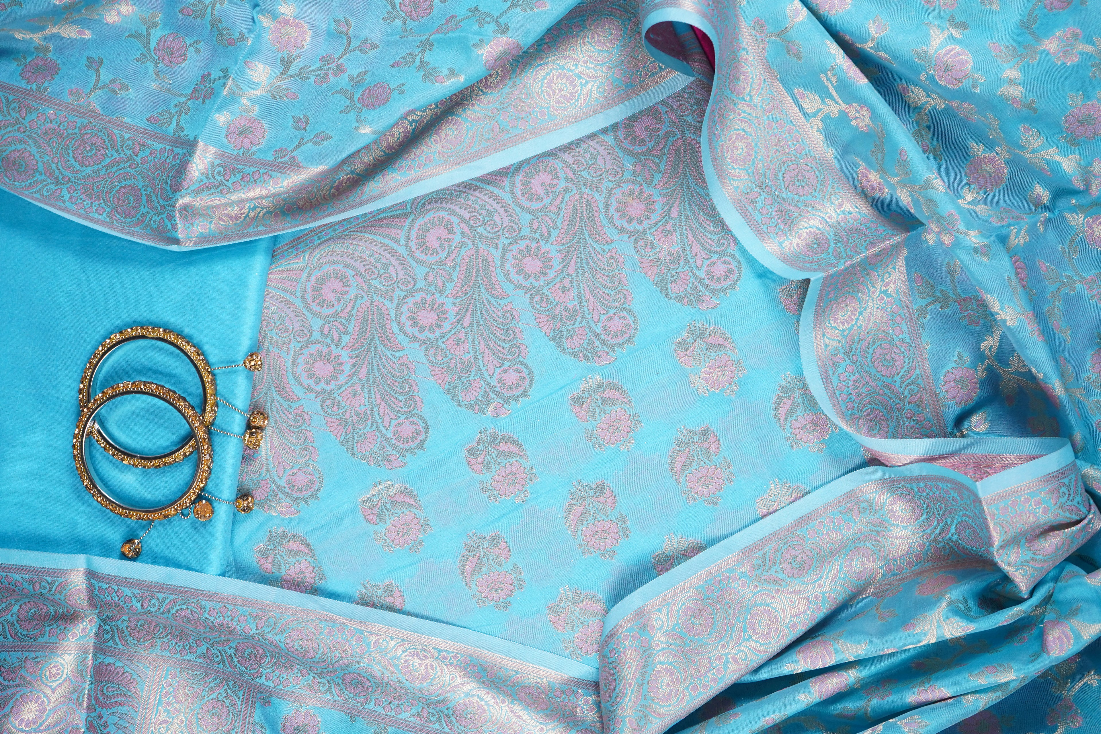 skyblue  banarasi unstitched salwar suit