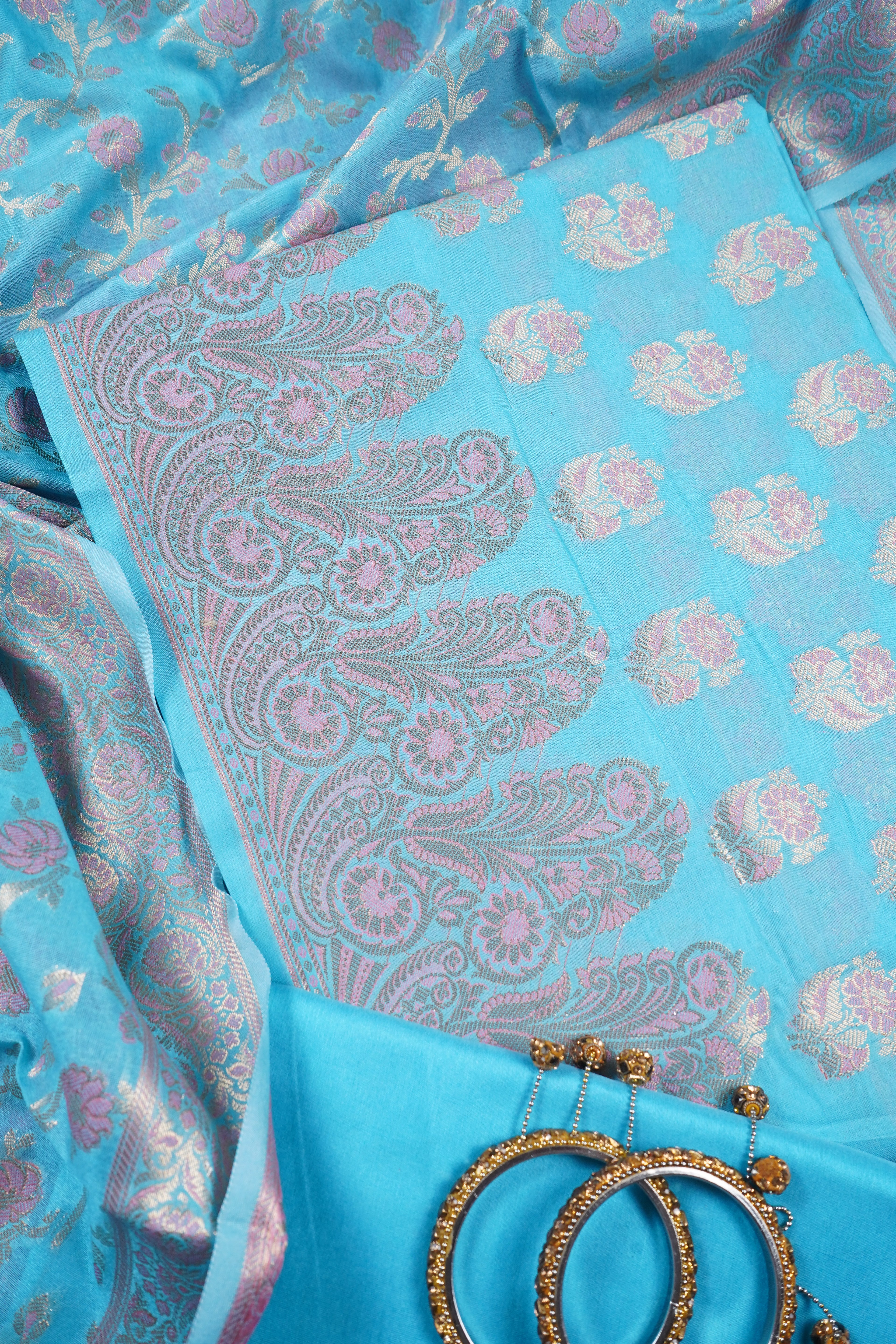 skyblue  banarasi unstitched salwar suit