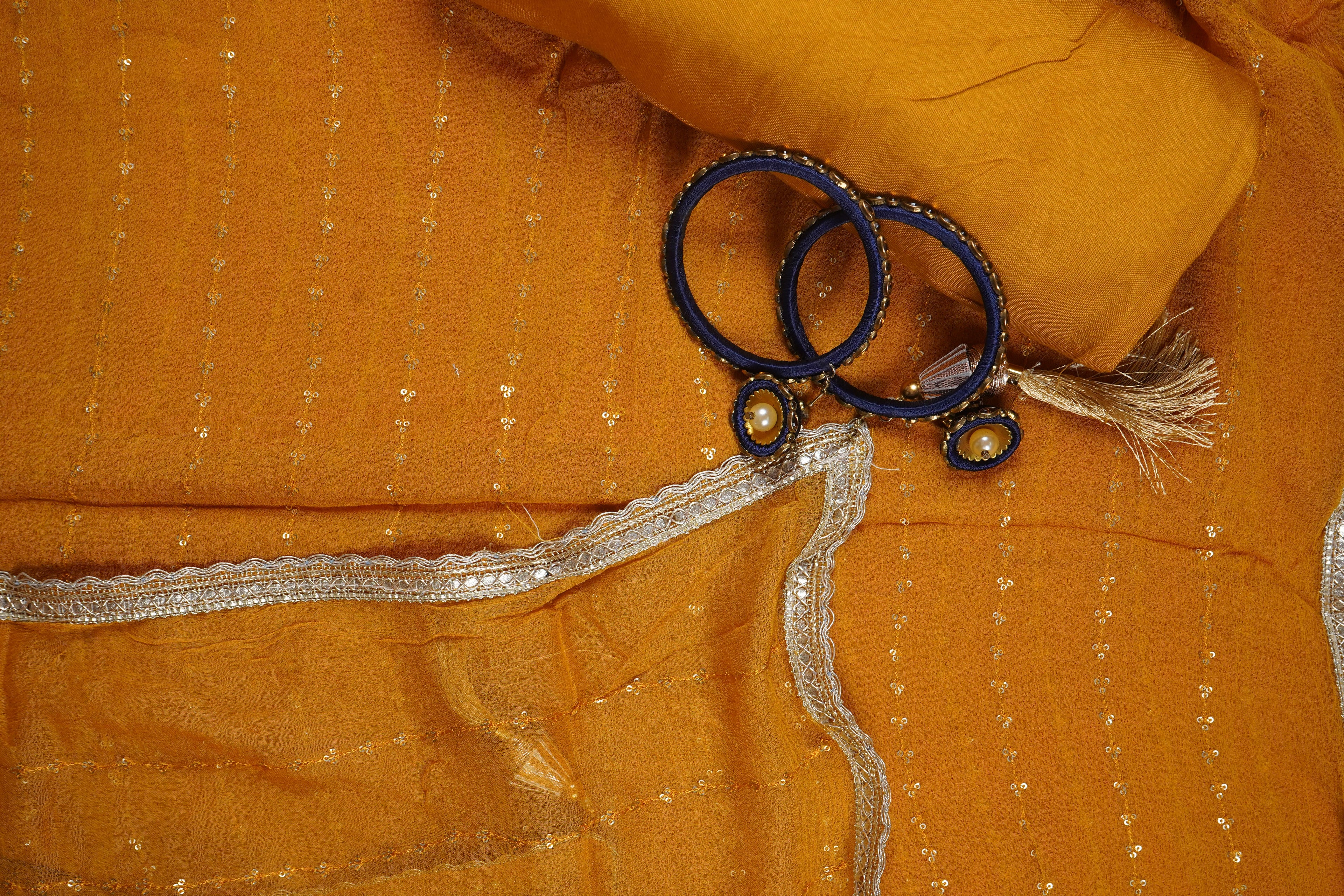 yellow zardozi chinon unstitched salwar suit