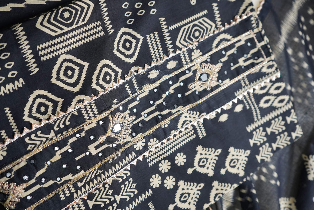 black cotton unstitched salwar suit