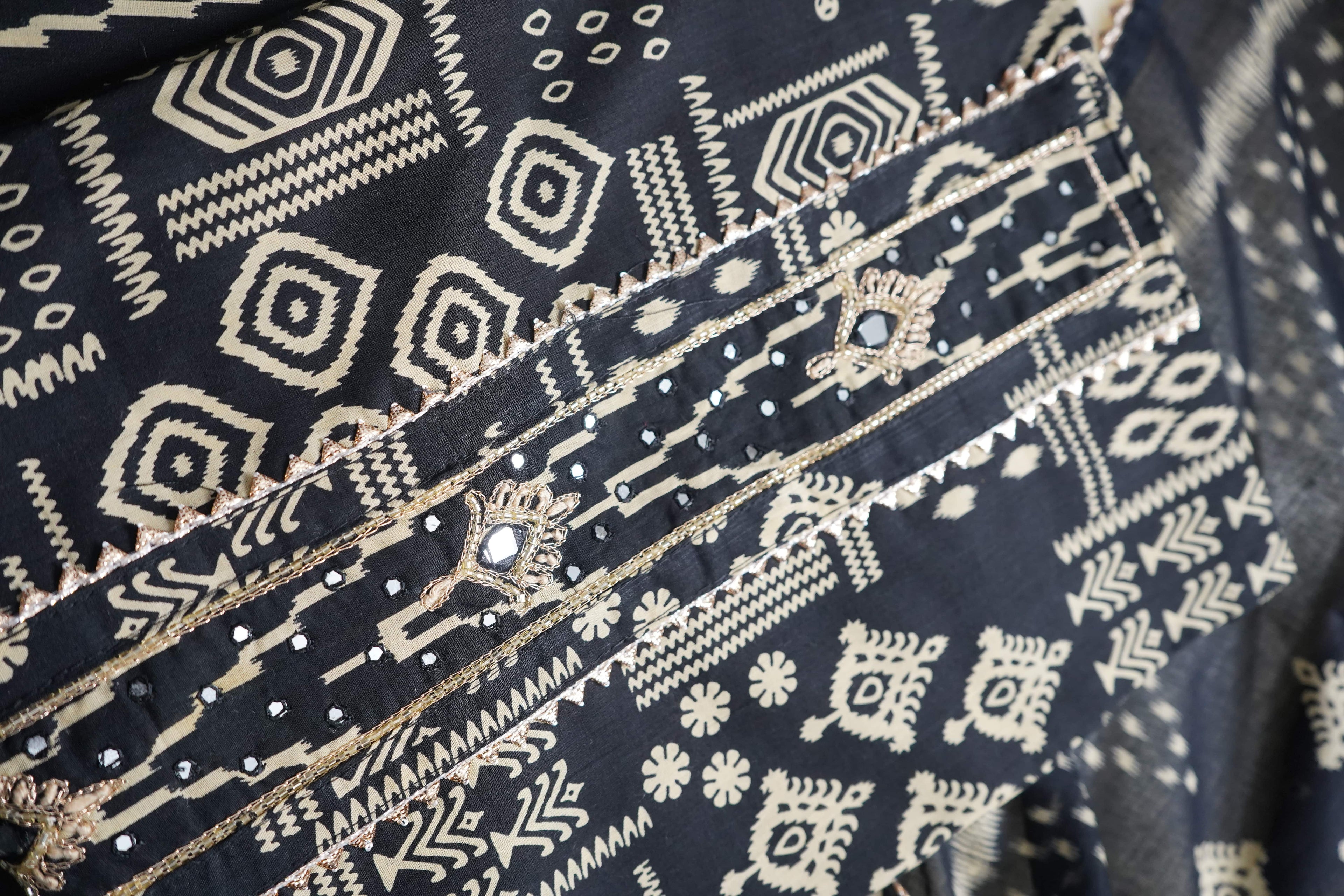 black cotton unstitched salwar suit