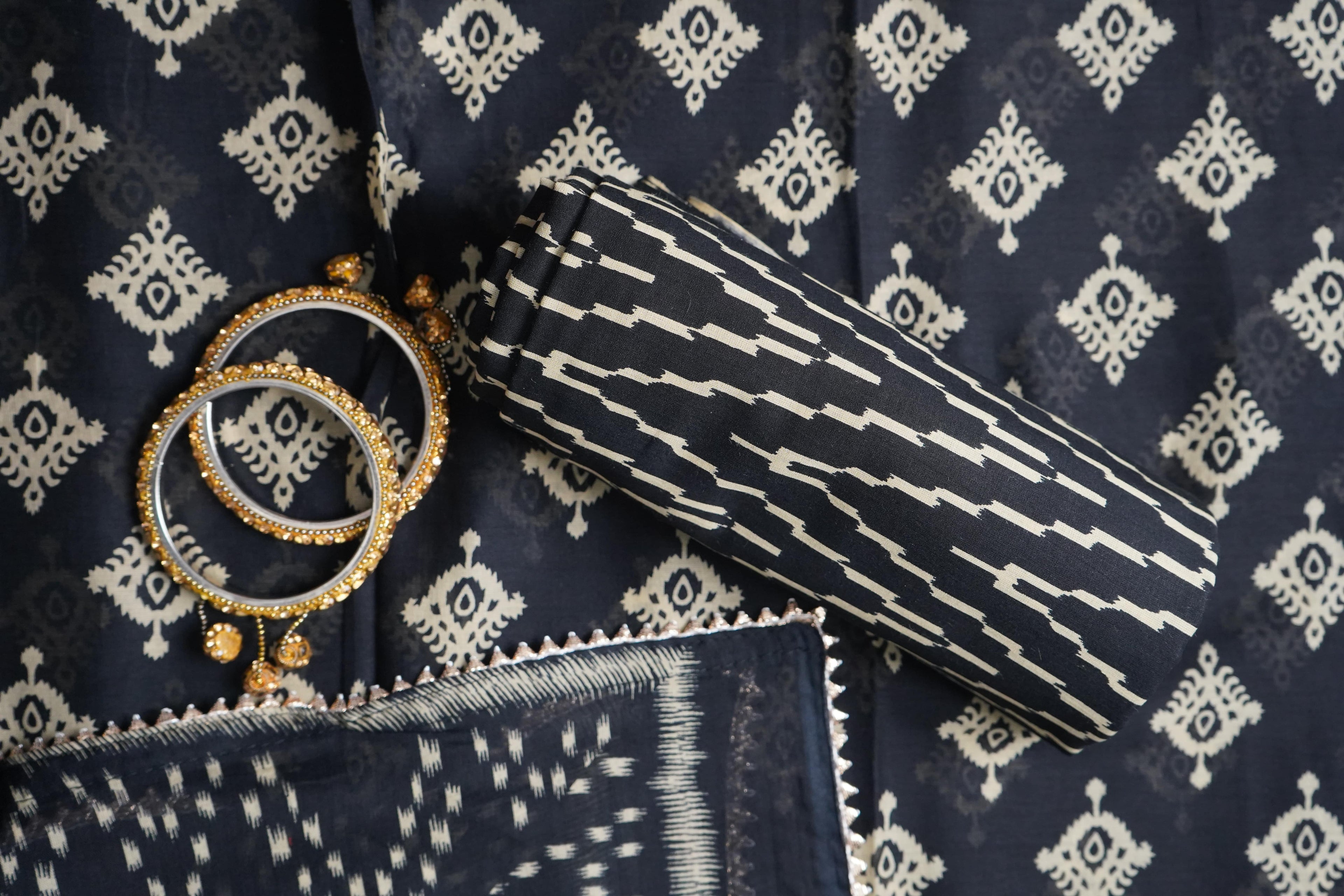 black cotton unstitched salwar suit