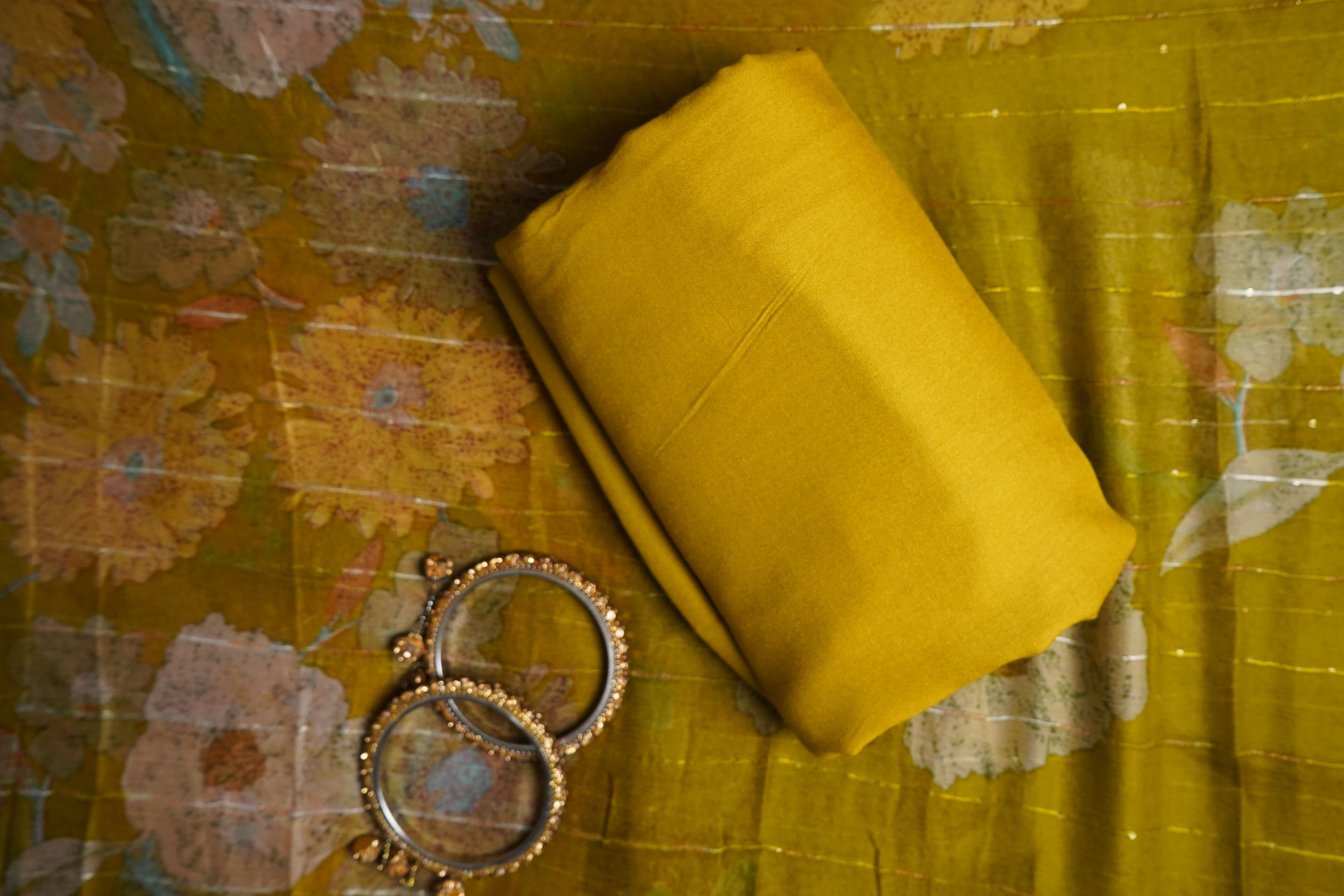 yellow cotton zariwork unstitched salwar suit