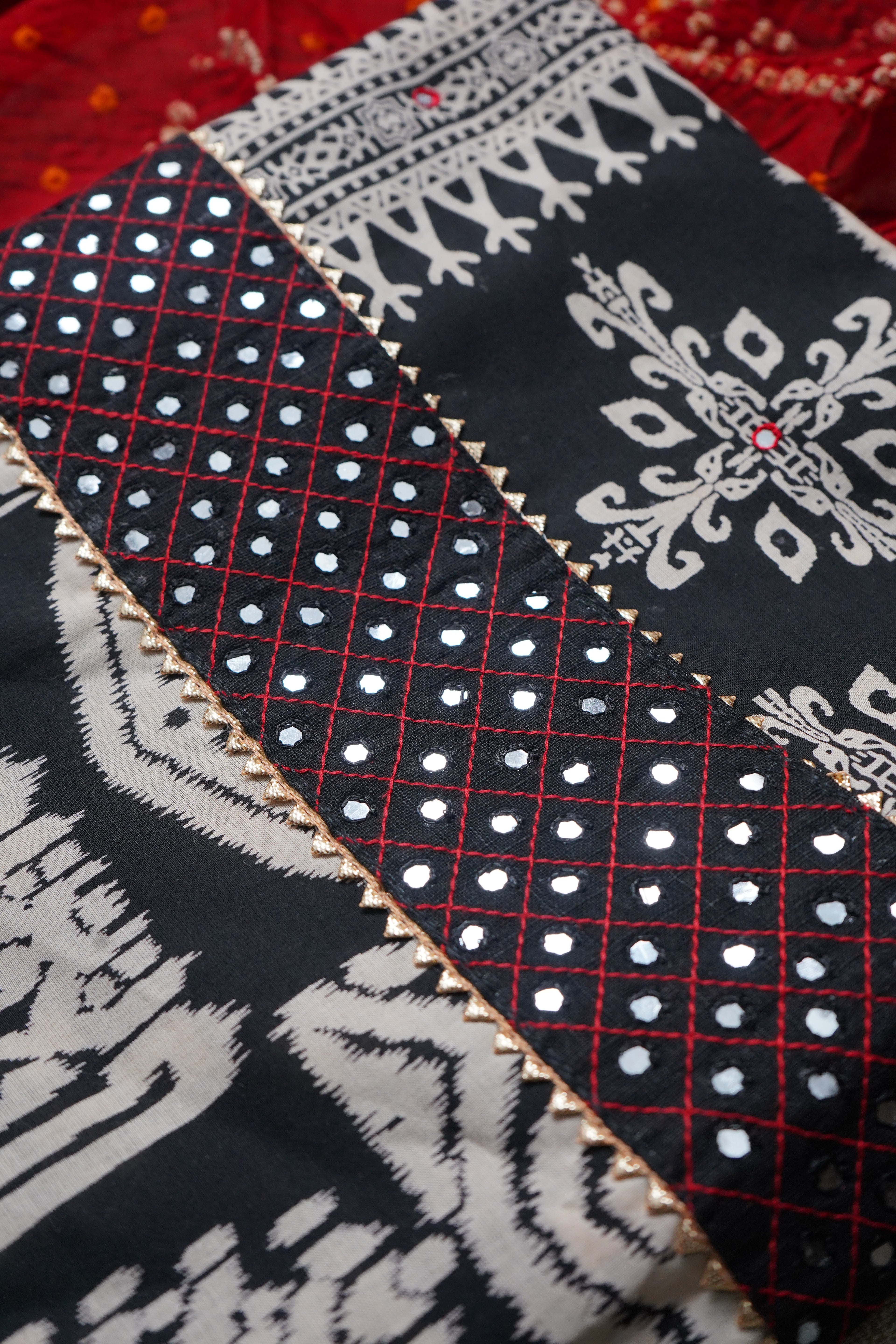 black cotton unstitched salwar suit