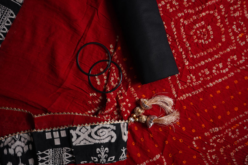 black cotton unstitched salwar suit