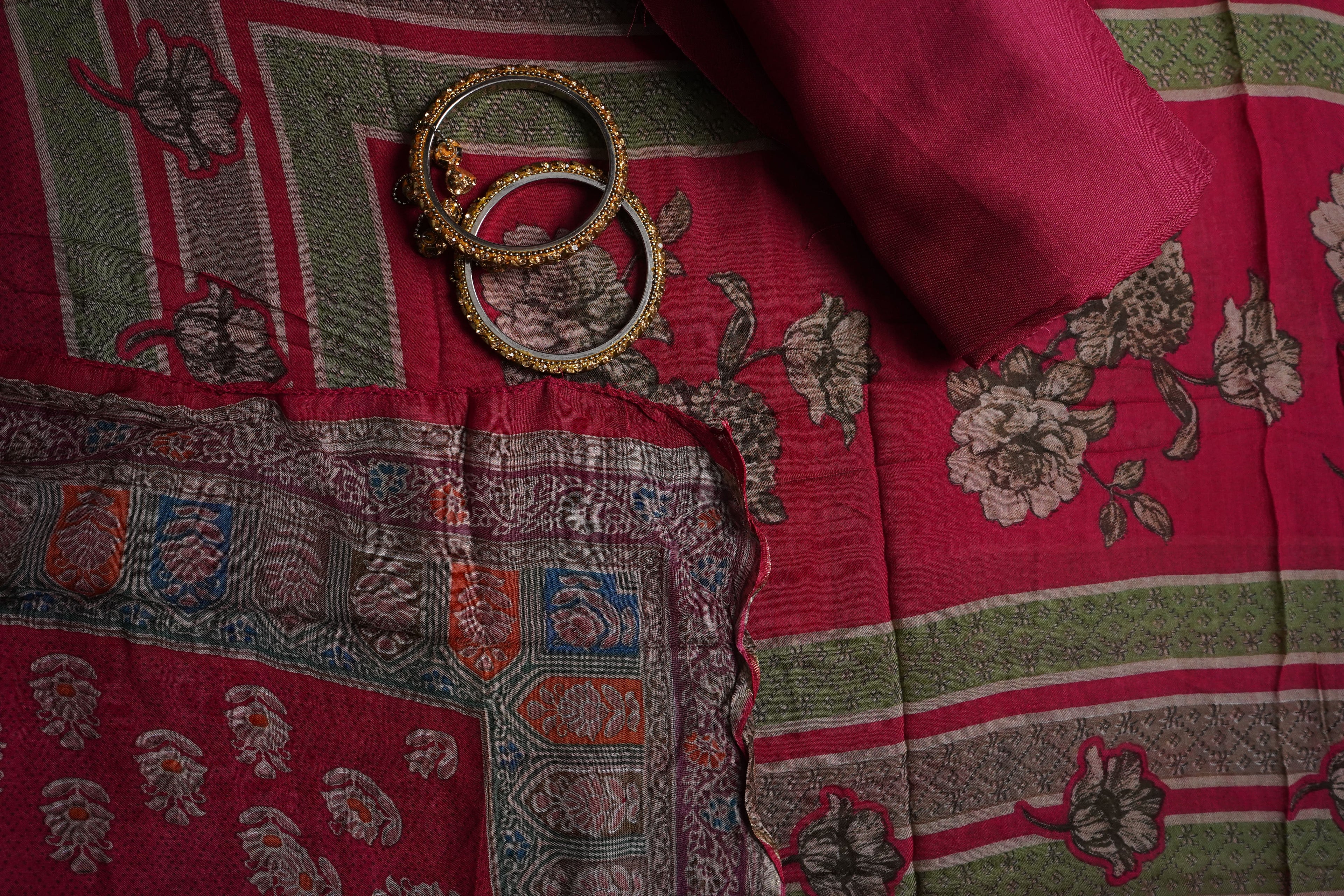 pink masleen aariwork unstitched salwar suit