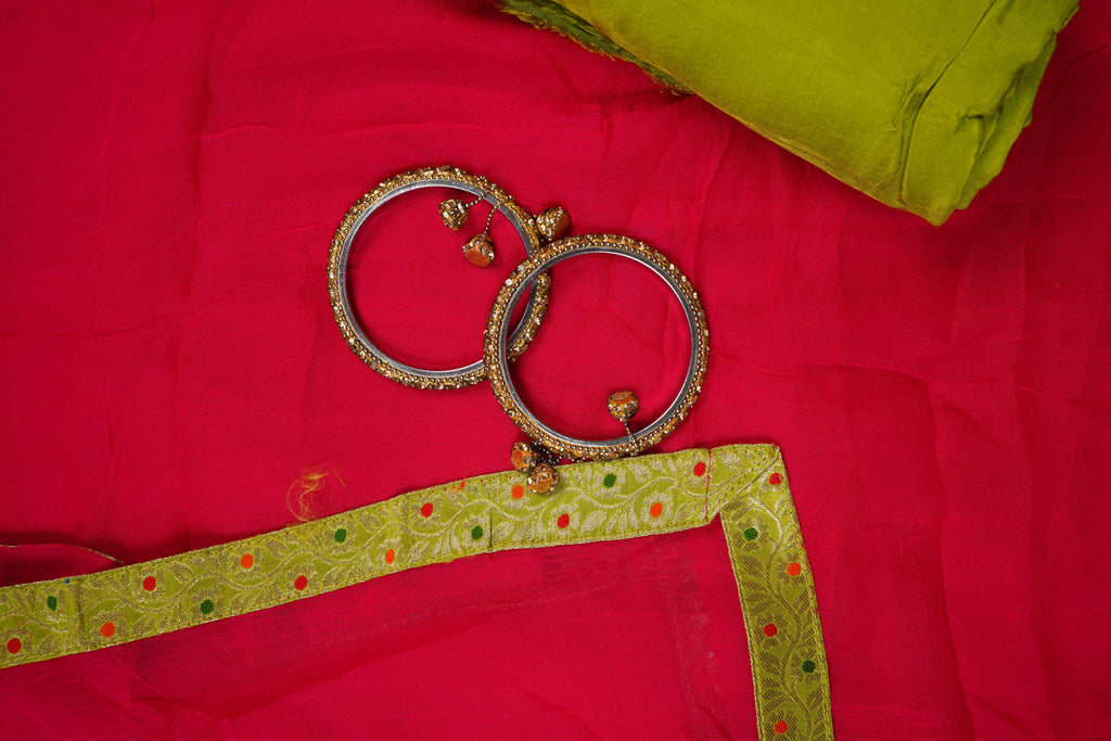 green banarasi silk threadwork unstitched salwar suit