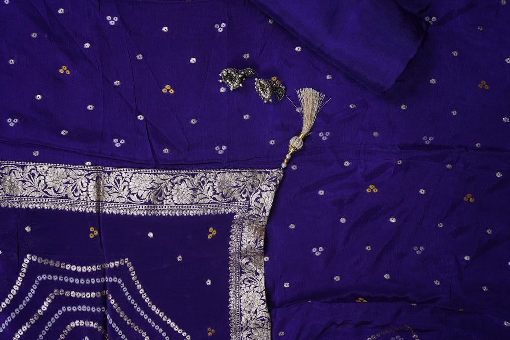 dark pruple banarasi silk unstitched salwar suit