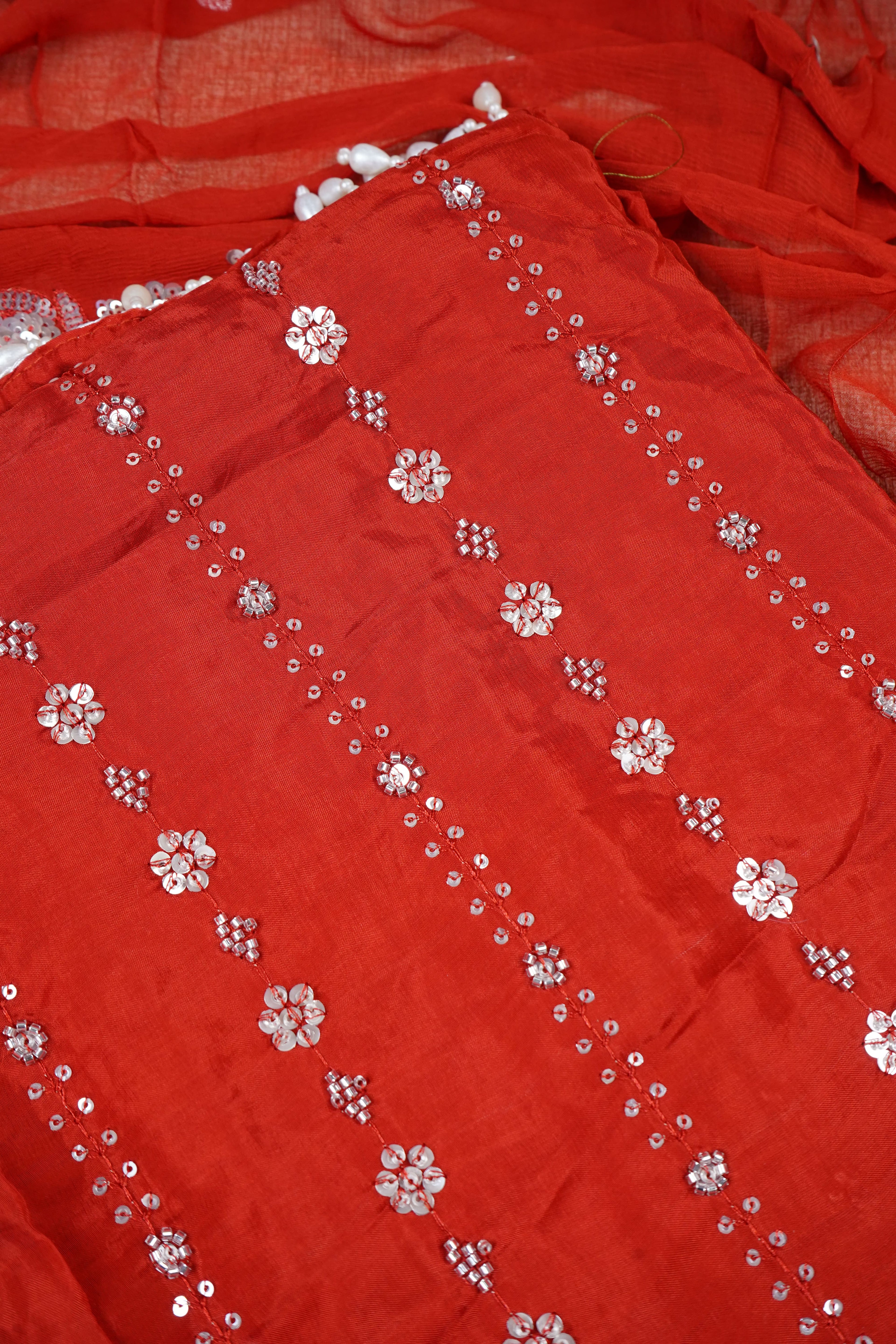 rust sequins organza unstitched salwar