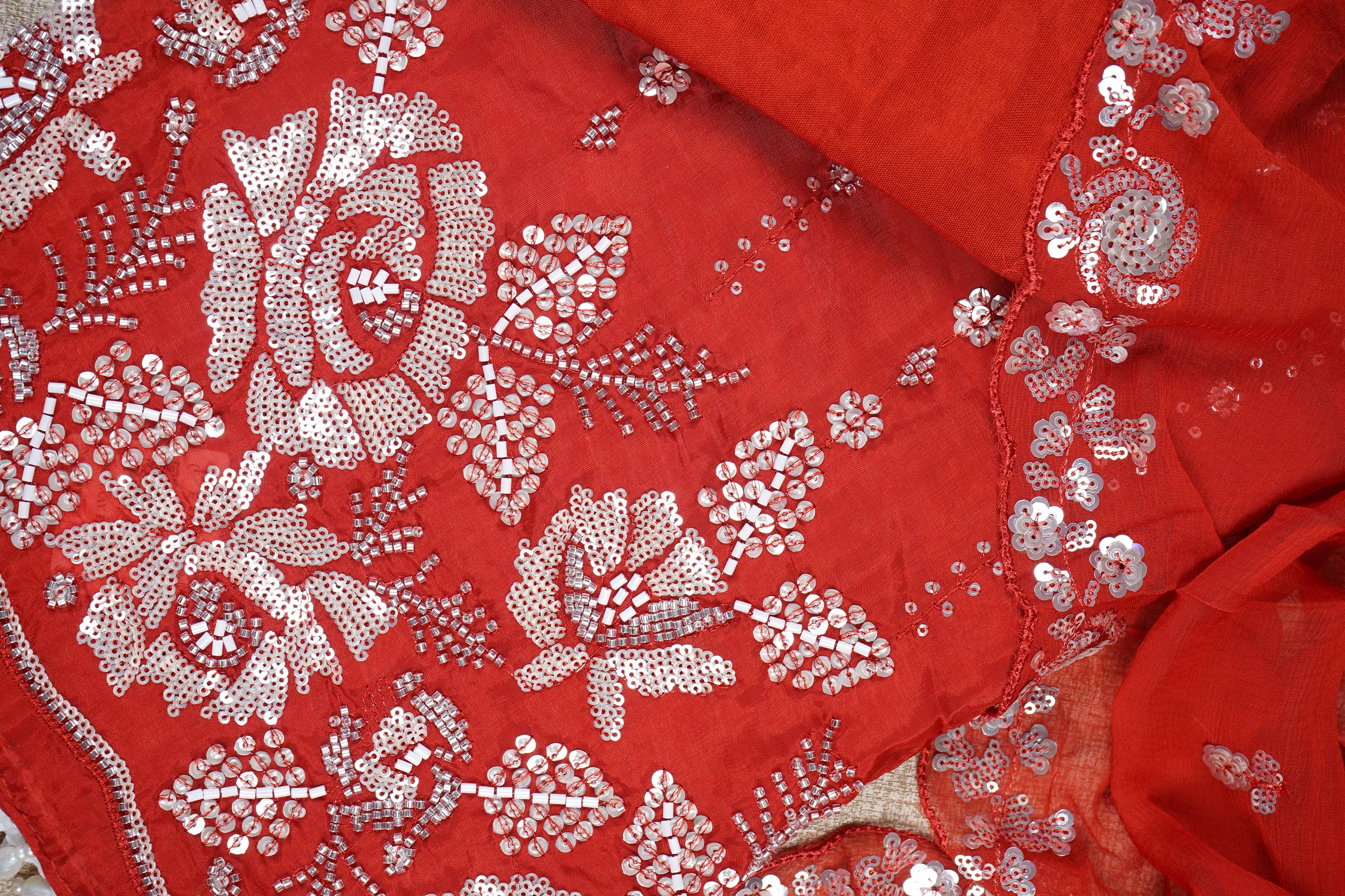 rust sequins organza unstitched salwar