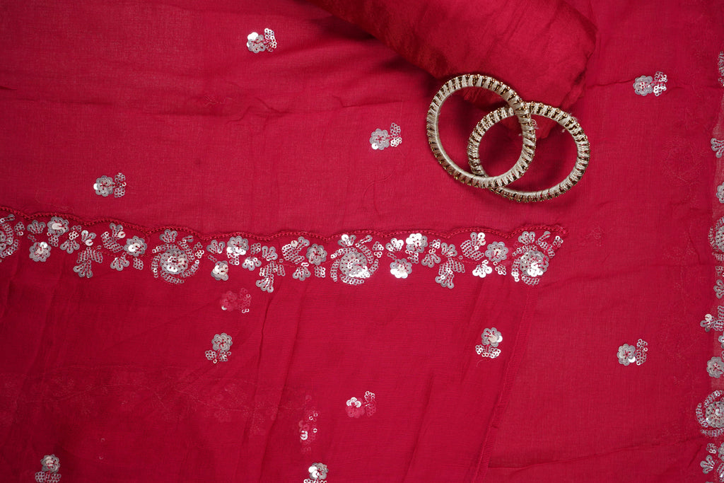 pink sequins organza unstitched salwar