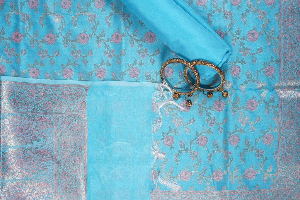 skyblue  banarasi unstitched salwar suit